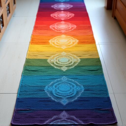 Camino textil de alineación de chakras con colores equilibrantes